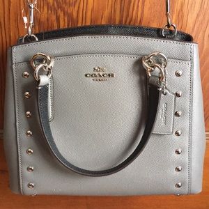 Coach Minetta Gray crossbody purse with rivets NWT